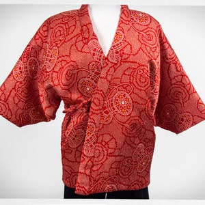 Vintage 90s Kimono, Japanese Hanten Kimono,  Haori Kimono, Puffer Half Kimono, Boho Fashion, Vintage Fashion, Japanese Fashion, Streetwear