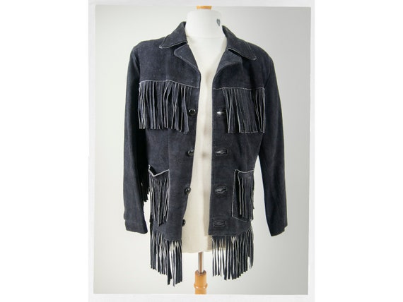 Vintage 80's Western Cowboy Suede Leather Fringe J