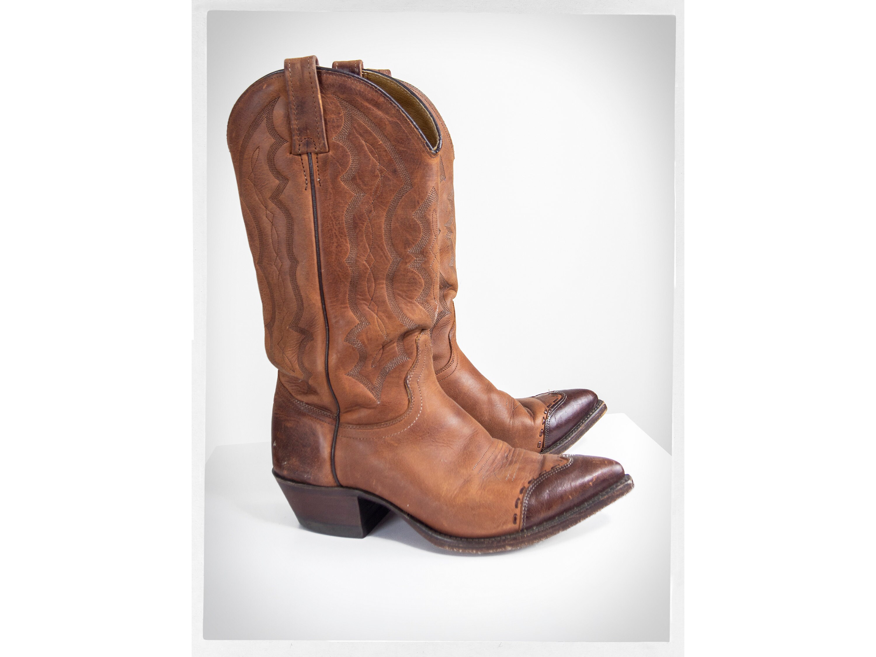 Vintage 90s Cowboy Boots, Rockabilly Fashion, J.CHISHOLM Boots 