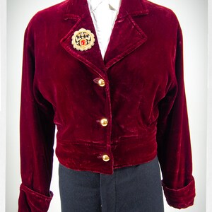 Retro 90s Velvet Jacket, Burgundy Jacket, Cocktail Jacket, Vintage Fashion, Boho Chic Fashion, Romantic Fashion, Silky Velvet Jacket, Y2K bild 3