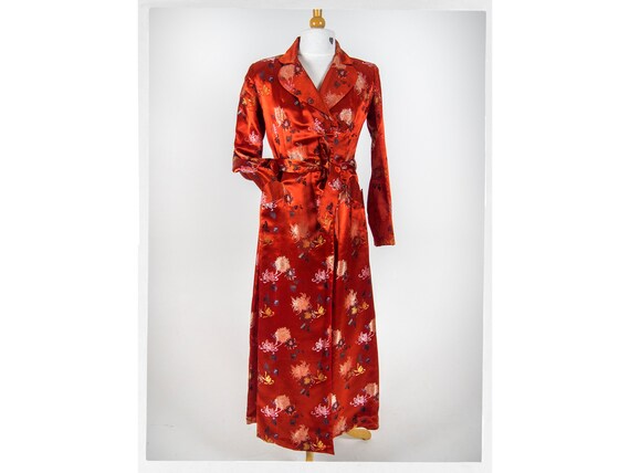 Vintage 60s Robe, Vintage Satin Robe, Asian Dres
