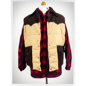 Vintage 90s Vest, Western Puffer Vest, Two Tone Puffer Vest 