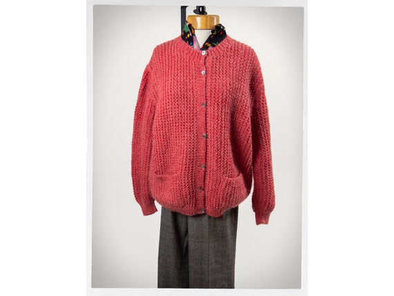 Vintage 80s Jumper, Retro Mohair Jumper, Raspberry
