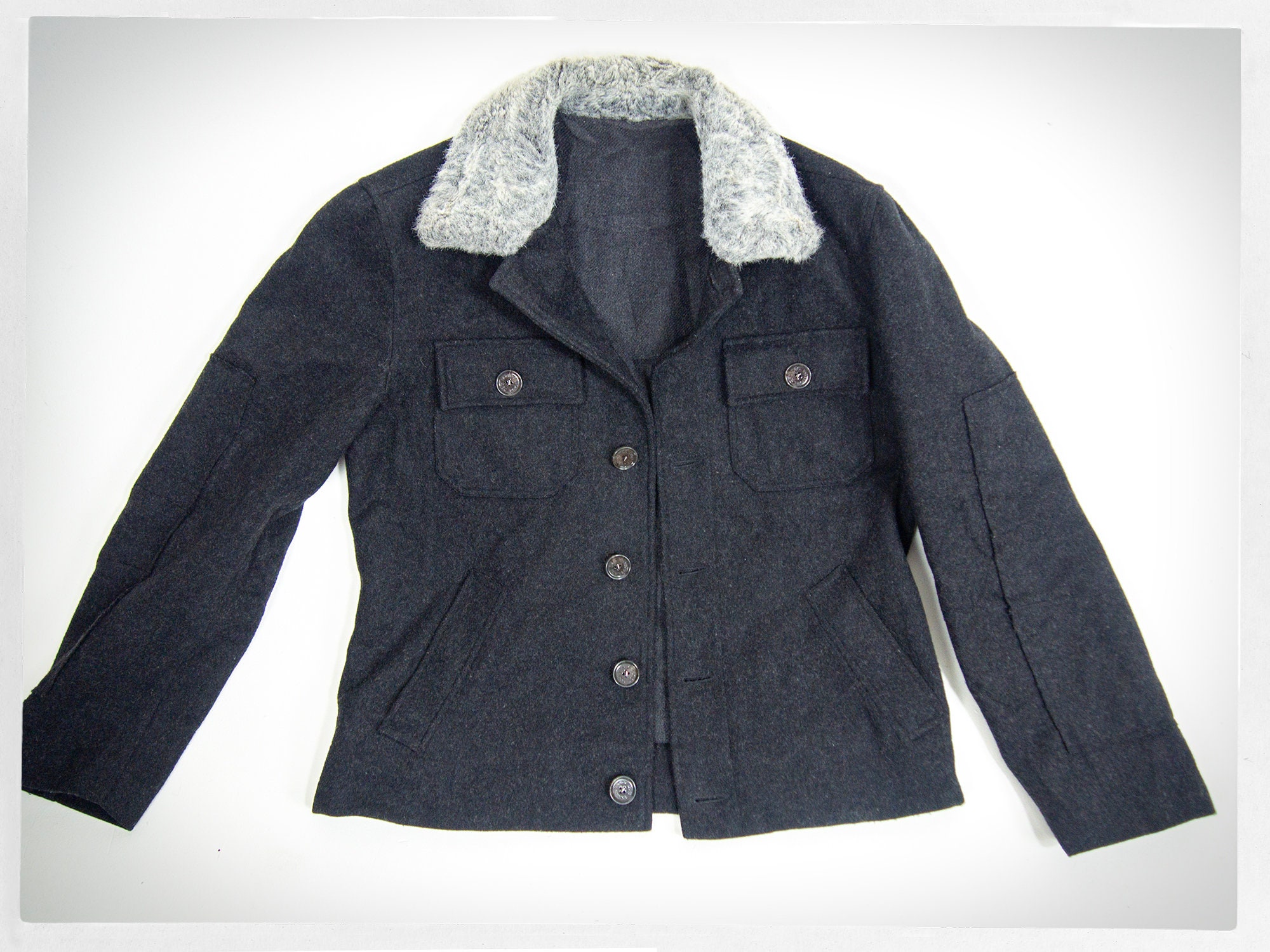 Dolce & Gabbana, Dolce and Gabbana Wool Bomber Jacket, 90s Faux Fur Collar, Made in Italy, D G