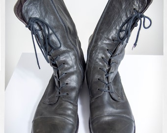 Vintage 90s Booties, Dark Grey Boots, Italian MOMA Boots, Italian