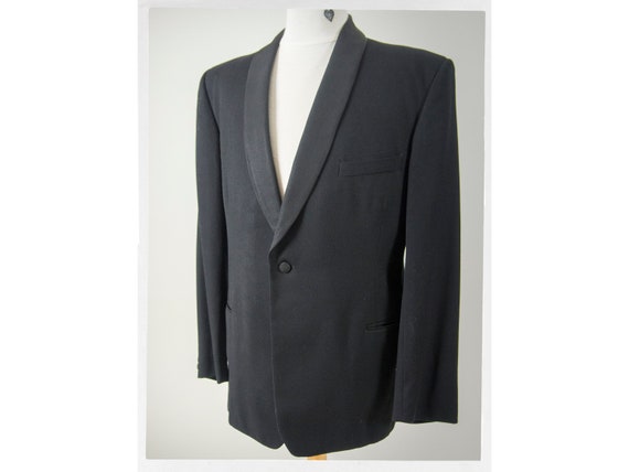 Vintage 50s Tux Jacket, Elegant Wool Tux Jacket wi