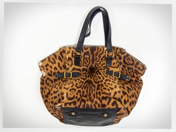 Retro YVES SAINT LAURENT Tote, Leopard Print Tote… - image 2