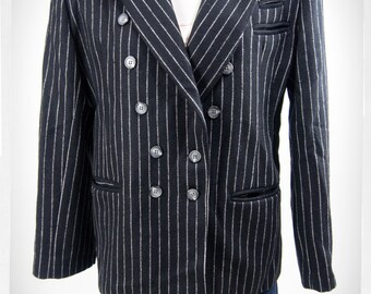 Retro 80s Blazer, 90s Pinstripe Double Breasted Blazer, Menswear
