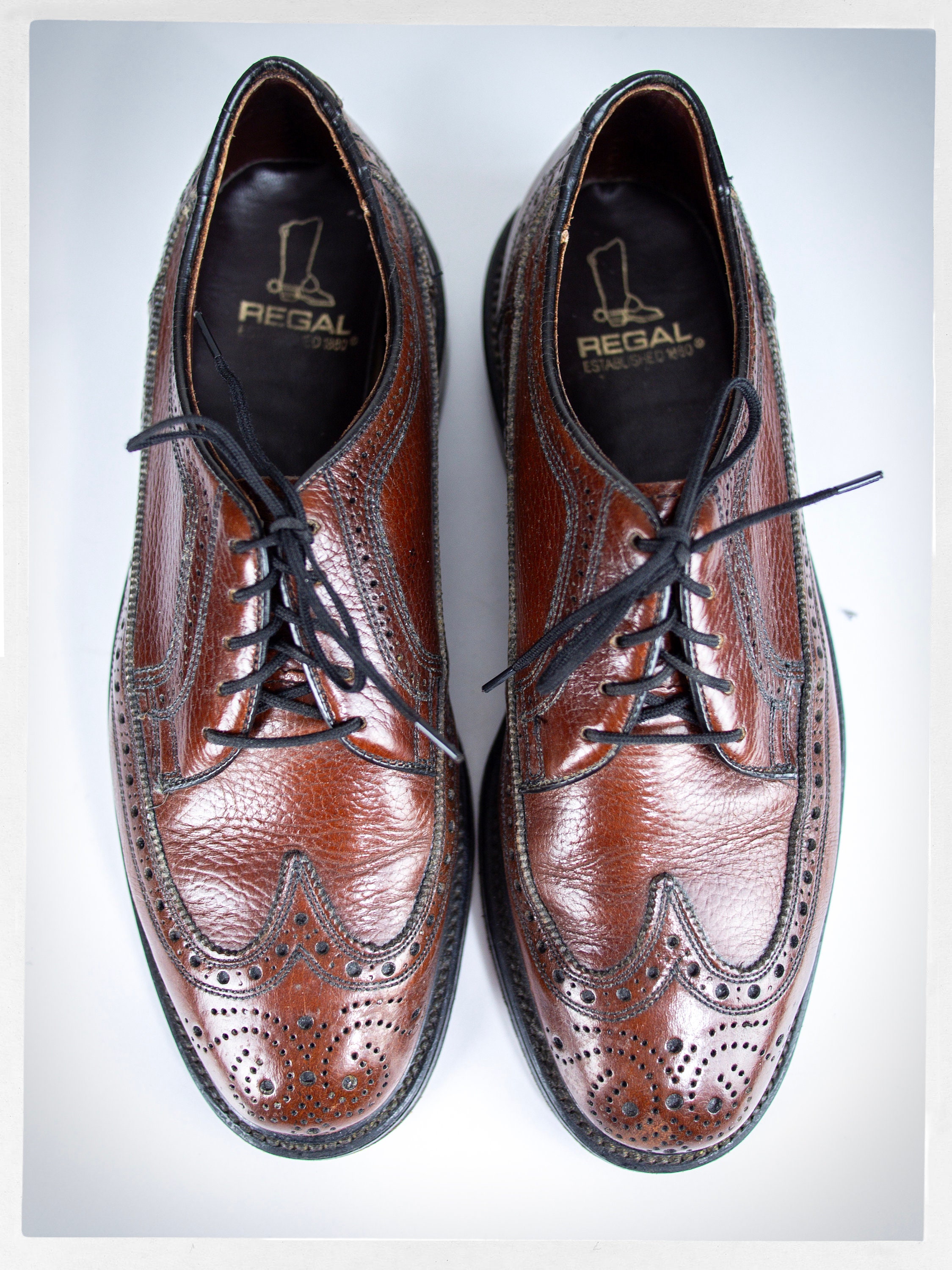 Retro 70s Shoes, 70s Leather Brogues, 80s Wingtip Shoes, 70s REGAL