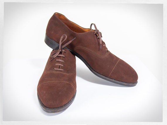 Vintage jaren 50 schoenen 60s Cap Toe Schoenen 50s Bruin Suede Schoenen Vintage Schoenen Vintage Mode Tom Boy Mode Dandy Mode Suede Lace Ups Etsy Nederland