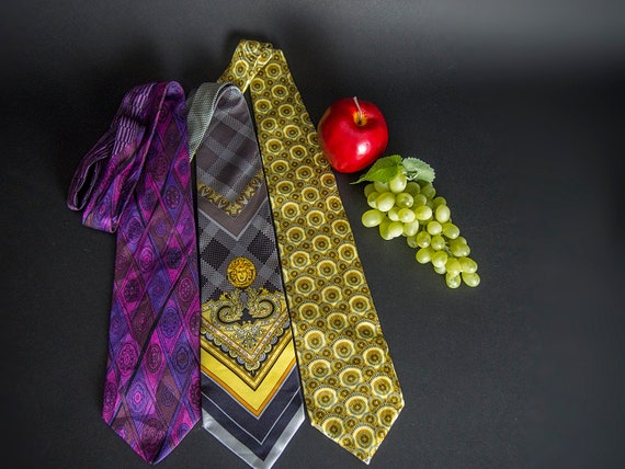 Vintage 80s Neckties, GIANNI VERSACE Ties, Retro … - image 2