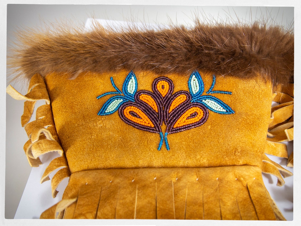 Vintage Eskimo Mittens Moose Hide Gauntlets Handcrafted Etsy Canada