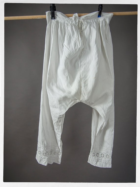 Antique Edwardian Bloomers Vintage 1920s Starched Cotton Bloomers White Cotton and Lace Knickers Etsy