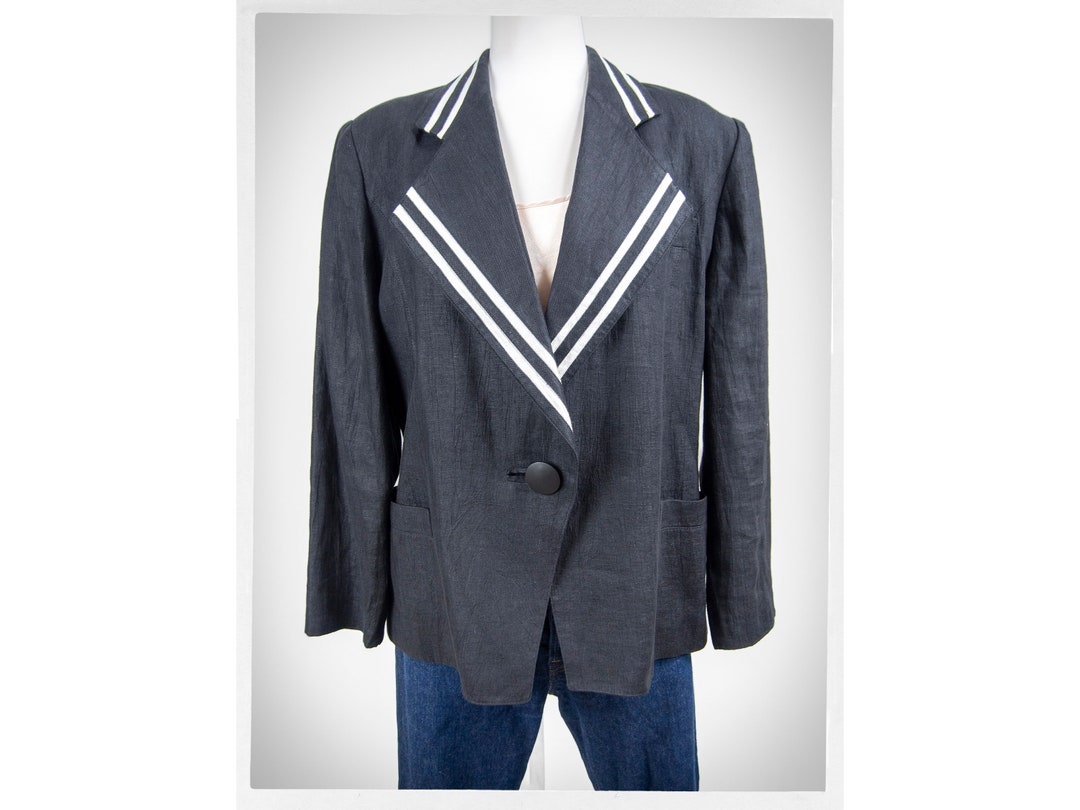 Retro 80s Jacket, 80s Nautical Jacket, Linen Blazer, 80s Italian Blazer ...
