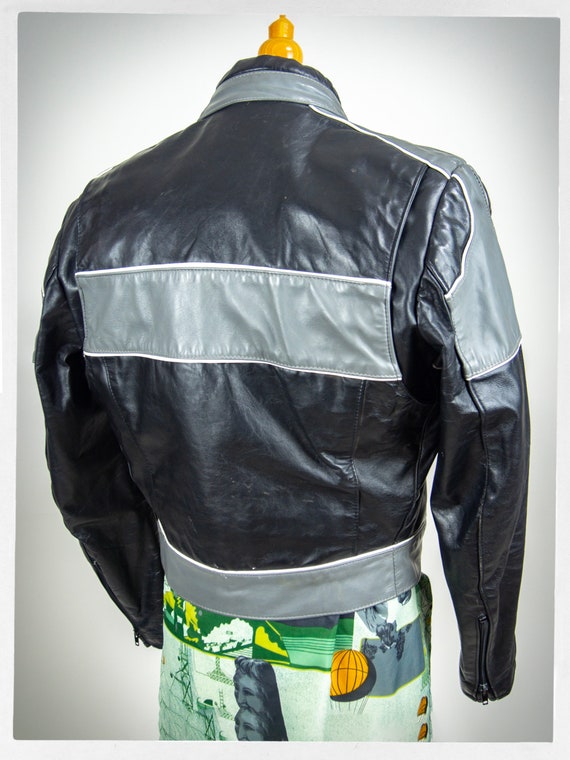 Retro 80s Motorcycle Jacket, 70s Leather Cafe Rac… - image 5