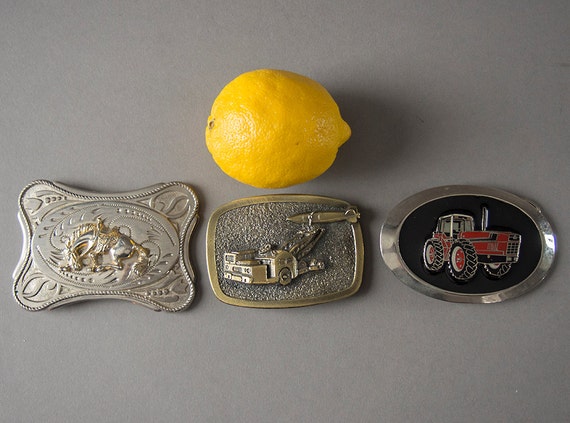 Vintage 70s Belt Buckles, Retro 70s Cowboy Belt Bu