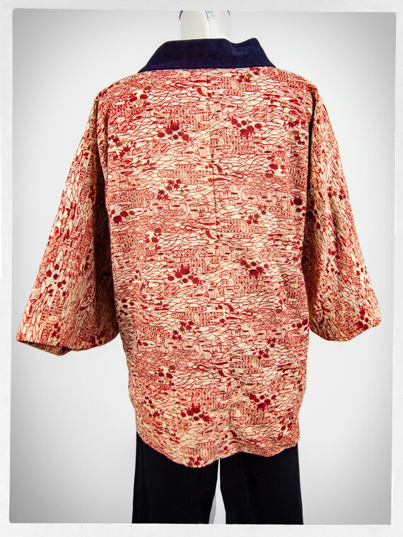 Retro Handmade Kimono, Japanese Hanten Kimono, Haori Kimono, Wool Half Kimono, Boho Fashion, Haori Spring Kimono, Japanese Fashion, Romantic View 4