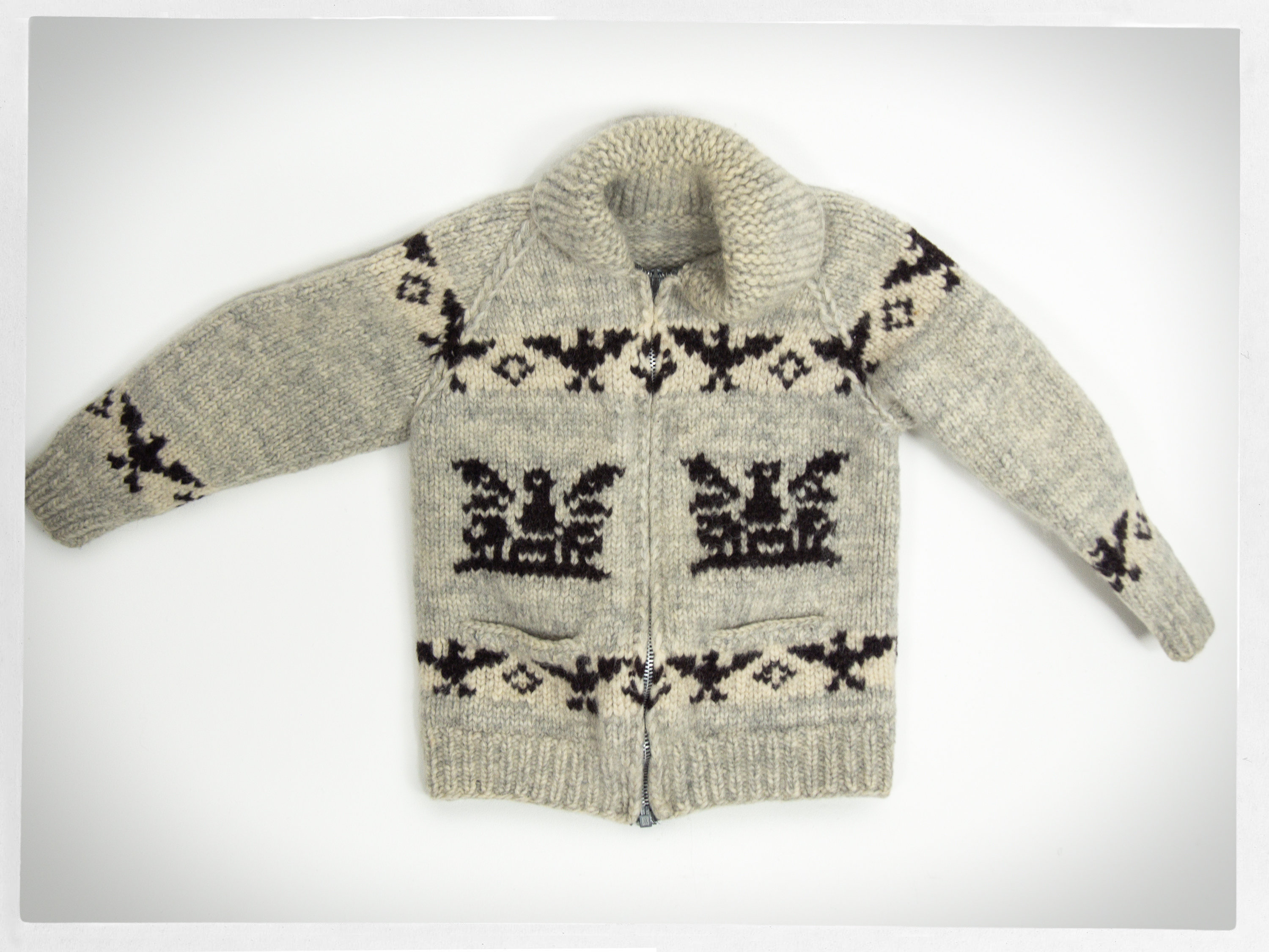 Hand Knit COWICHAN SWEATER, Handmade Wool Jumper, West Coast Sweater, Coast Salish Cardigan, Boho Fashion Jumper, EAGLE Wool Salish Cardigan