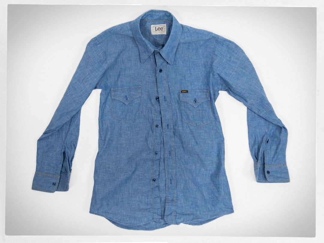 Vintage 70s Denim Shirt, Streetwear Fashion, LEE Denim Shirt, Mens Denim  Shirt, Rockabilly Fashion, Western Wear, Long Collar Western Shirt - Etsy