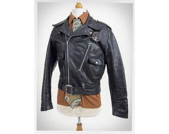 Retro 90s Leather Jacket, 80s BRIMACO Jacket, Black Biker Jacket, Rockabilly Fashion, Vintage Fashion, RAMONES Moto Jacket, Rocker Fashion