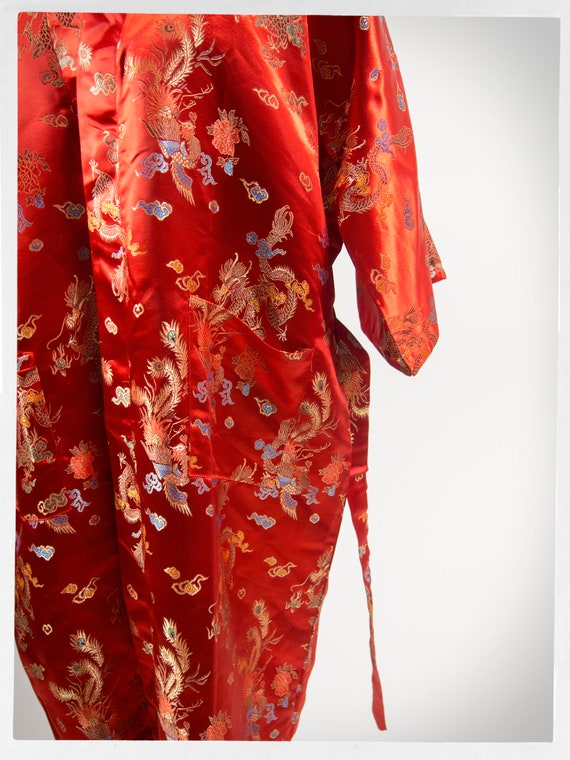 Retro 80s Robe, Vintage Satin Robe, Asian Dressin… - image 3