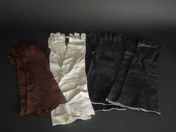 Vintage 50s Opera Gloves,40s Kid Leather Opera Glo