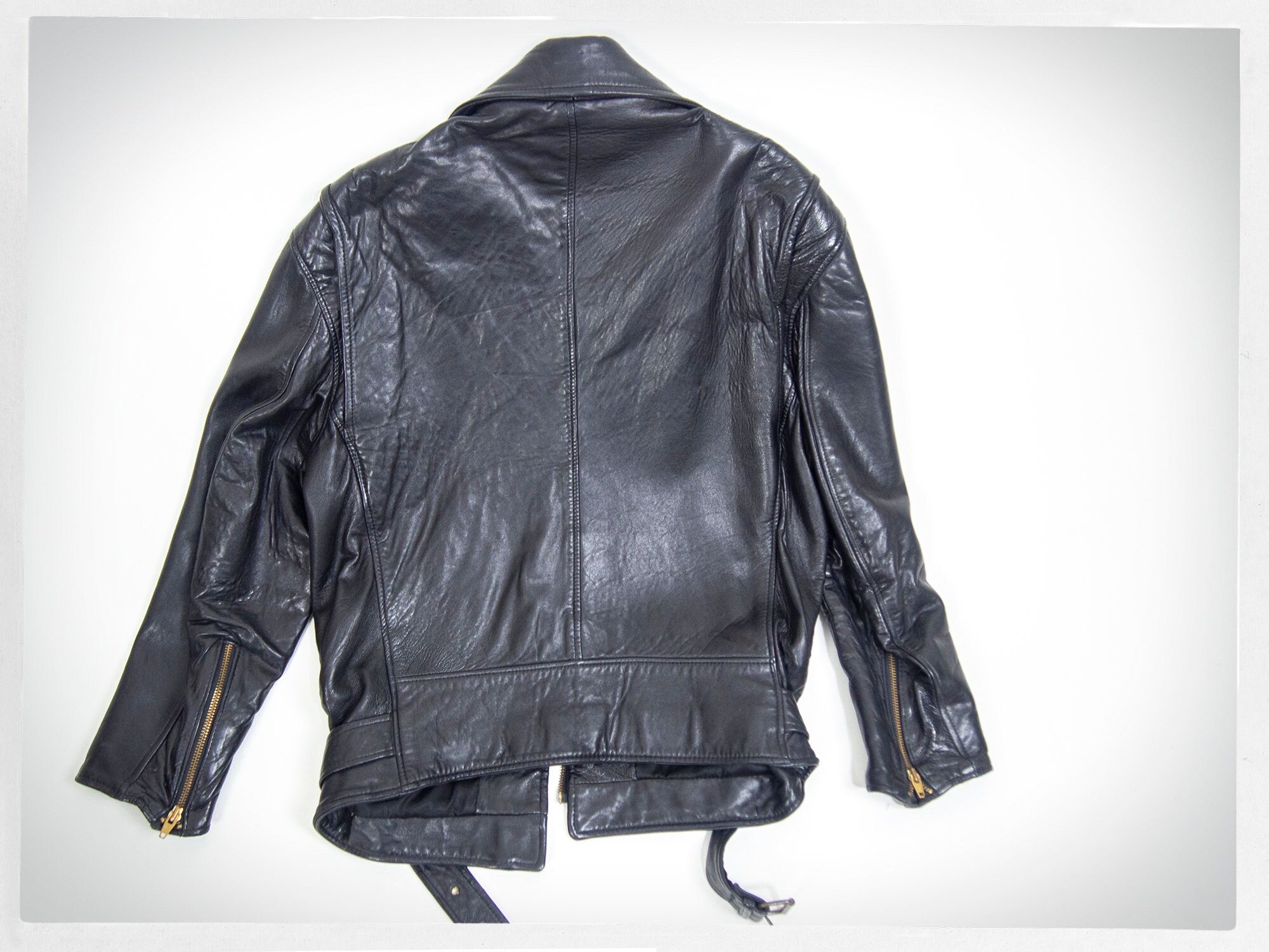 Retro 90s Leather Jacket, 80s MARQUIS Jacket, Black Biker Jacket