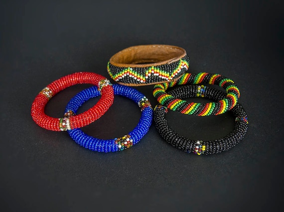 Buy African Maasai Handmade Beaded Bracelet multi Color african Online in  India - Etsy