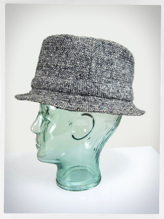Vintage 70s Tweed Wool Hat, Vintage Hat, Tweed Walking Hat, DAVID HANNA Hat, Statement Hat, Vintage Fashion, Made in Ireland, Boho Fashion