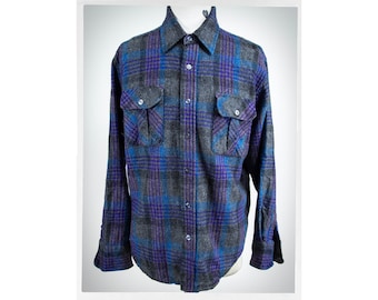 Retro  90s Work Shirt, Mens Wool Shirt, 90s Wool Plaid Shirt, Work Wear Fashion, Rockabilly Fashion, Y2K Fashion, Vintage Hunting Shirt