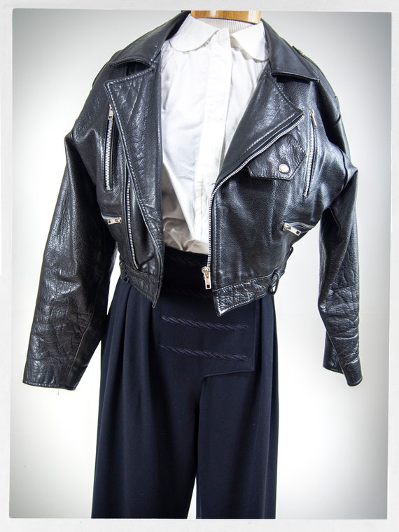 Retro 90s Leather Jacket 80s New Wave Jacket Biker Jacket - Etsy