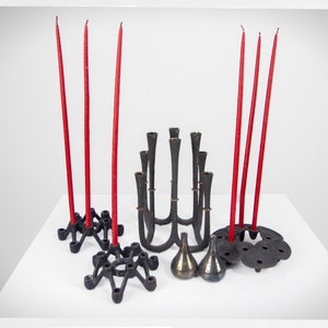 Vintage 70s DANSK, Bookcase Decor, Mid Century Decor, Jens Harald Quistgaard Candleholders, Danish Modern Candles, DENMARK, Mantel Decor