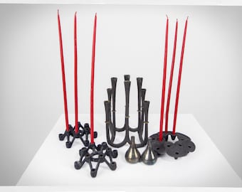 Vintage 70s DANSK, Bookcase Decor, Mid Century Decor, Jens Harald Quistgaard Candleholders, Danish Modern Candles, DENMARK, Mantel Decor