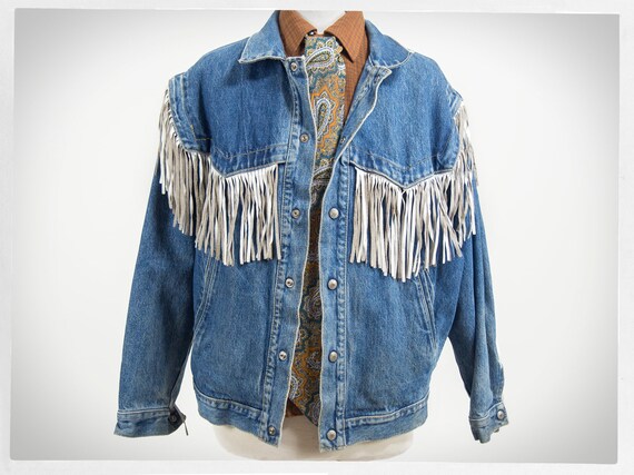 Vintage 80s Jean Jacket 80s Fringe 