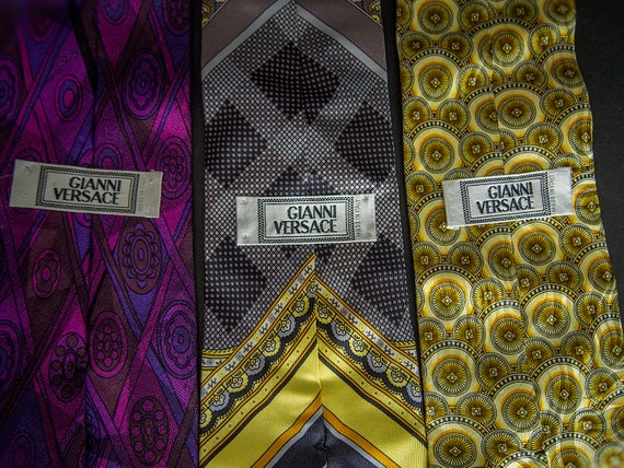 Vintage 80s Neckties, GIANNI VERSACE Ties, Retro … - image 8