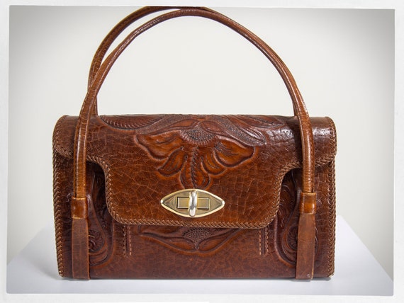 Retro 60s Purse, Leather Western Bag, 60s Cowboy P