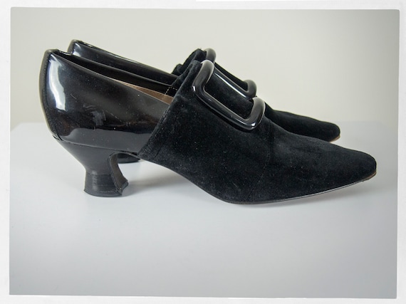 Vintage 80s Velvet Shoes, Retro 80s "PHILIPPE MOD