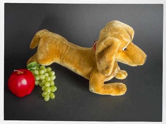 Vintage 60s STEIFF Dog, Cute STEIFF Dachshund, German Wool Mohair