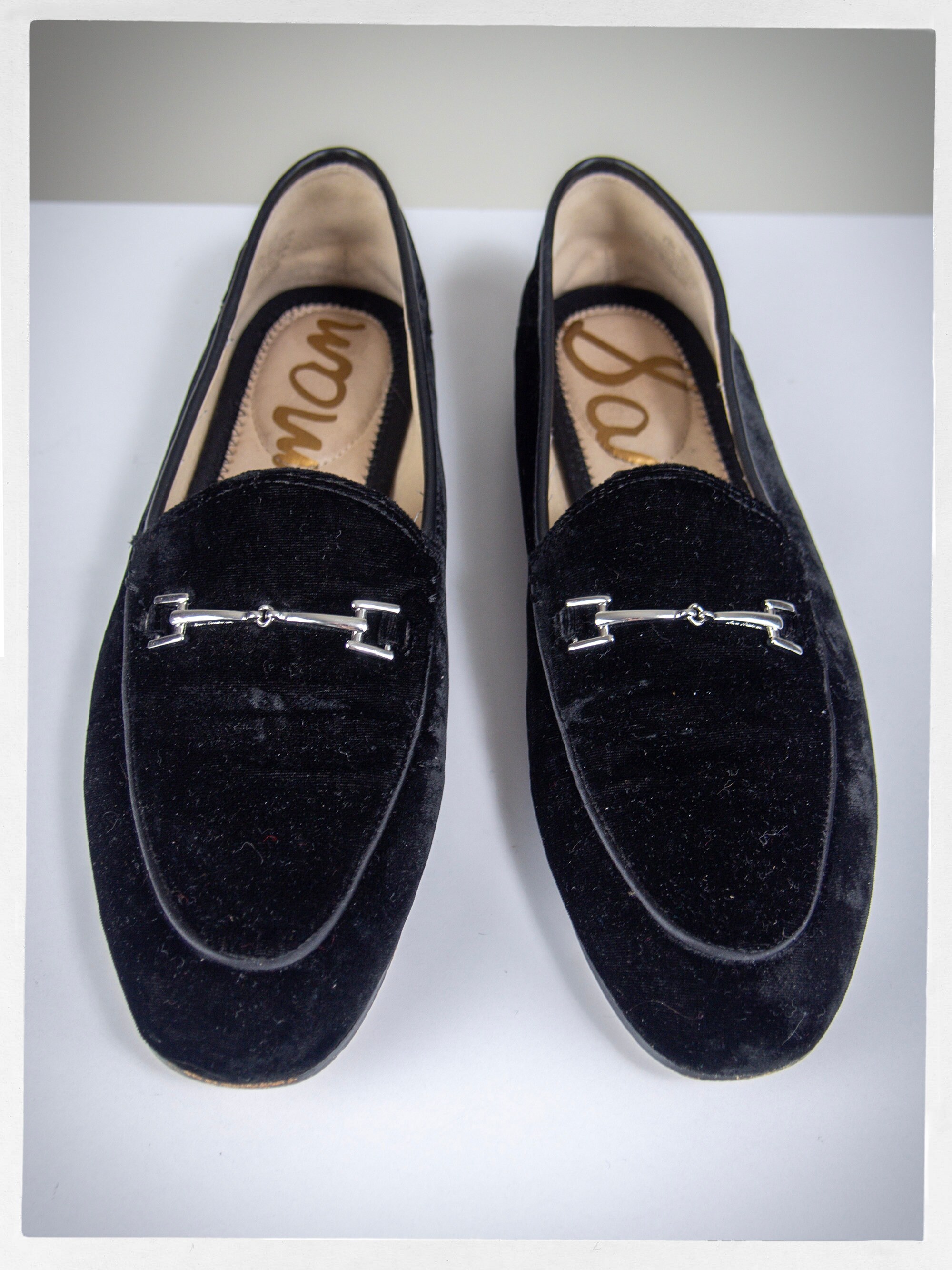 Sam edelman black velvet loafers deals