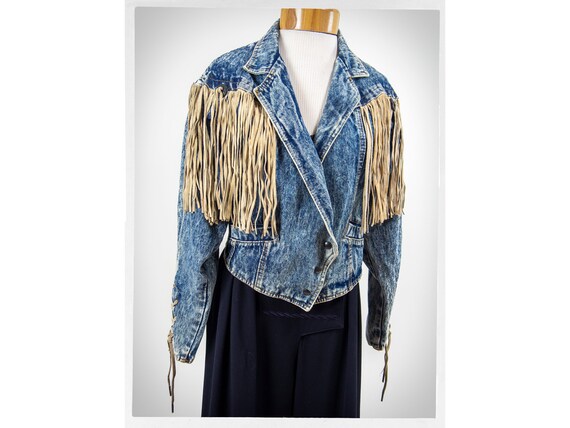 Retro 80s Jean Jacket 80s Fringe Acid 