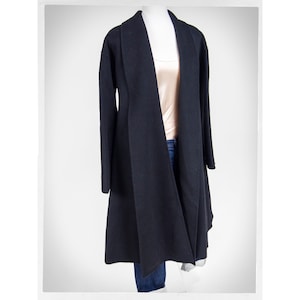Retro Wool Coat, Black Wool Coat, Statement Coat, Wool Robe, Boho Fashion, Minimalist Fashion, ZOW ZOW Coat, Wool Swing Coat, Street Fashion