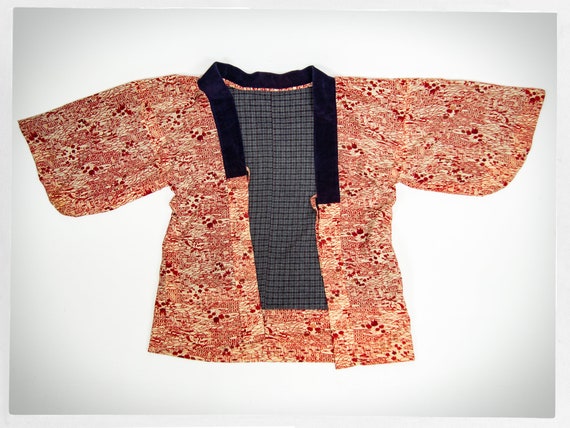 Retro Handmade Kimono, Japanese Hanten Kimono, Haori Kimono, Wool Half Kimono, Boho Fashion, Haori Spring Kimono, Japanese Fashion, Romantic View 5