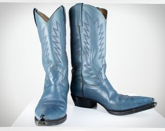 Retro 90s Cowboy Boots, Light Blue Western Boots, Vintage Western Wear, Vintage Fashion, Rockabilly Fashion, LA GRAN BOTA Boots, Cuban Heel