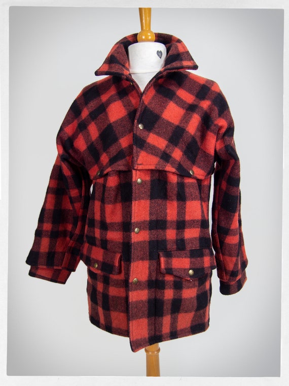 Retro 50s Hunting Coat, Wool Hunting Jacket, 60s Red Check Jacket