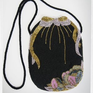 Vintage 80s beaded handbag in an ART NOUVEAU style, designed by HATO HASI, Japan. Luxury Resale Boutique. Online Consignment Store. Vintage Clothing for Ladies.