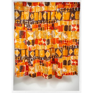 70s Abstract Curtain, Mid Century Modern, 60s Curtains, Mid Century Decor, Danish Modern Decor, 70s Fabric, Vintage Curtains, Boho Curtains
