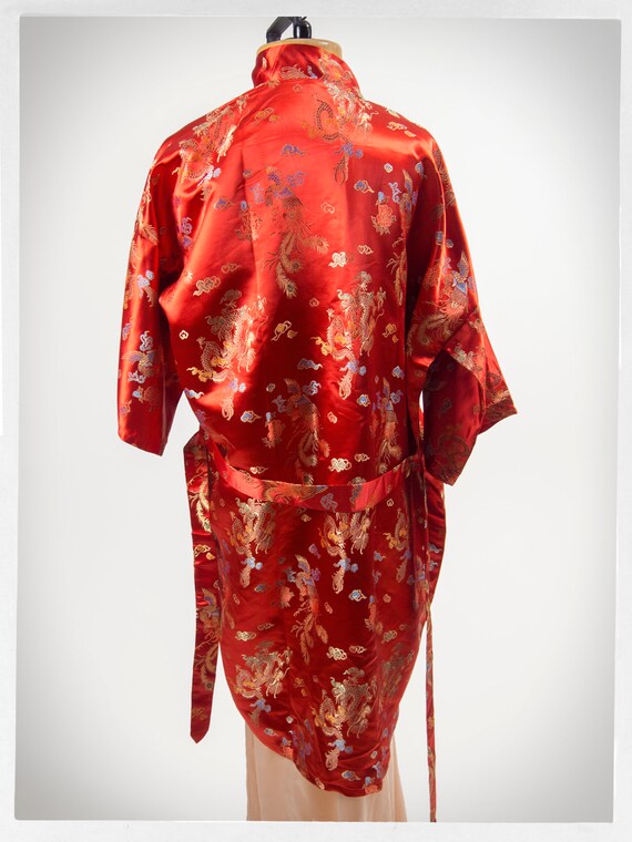 Retro 80s Robe, Vintage Satin Robe, Asian Dressin… - image 4