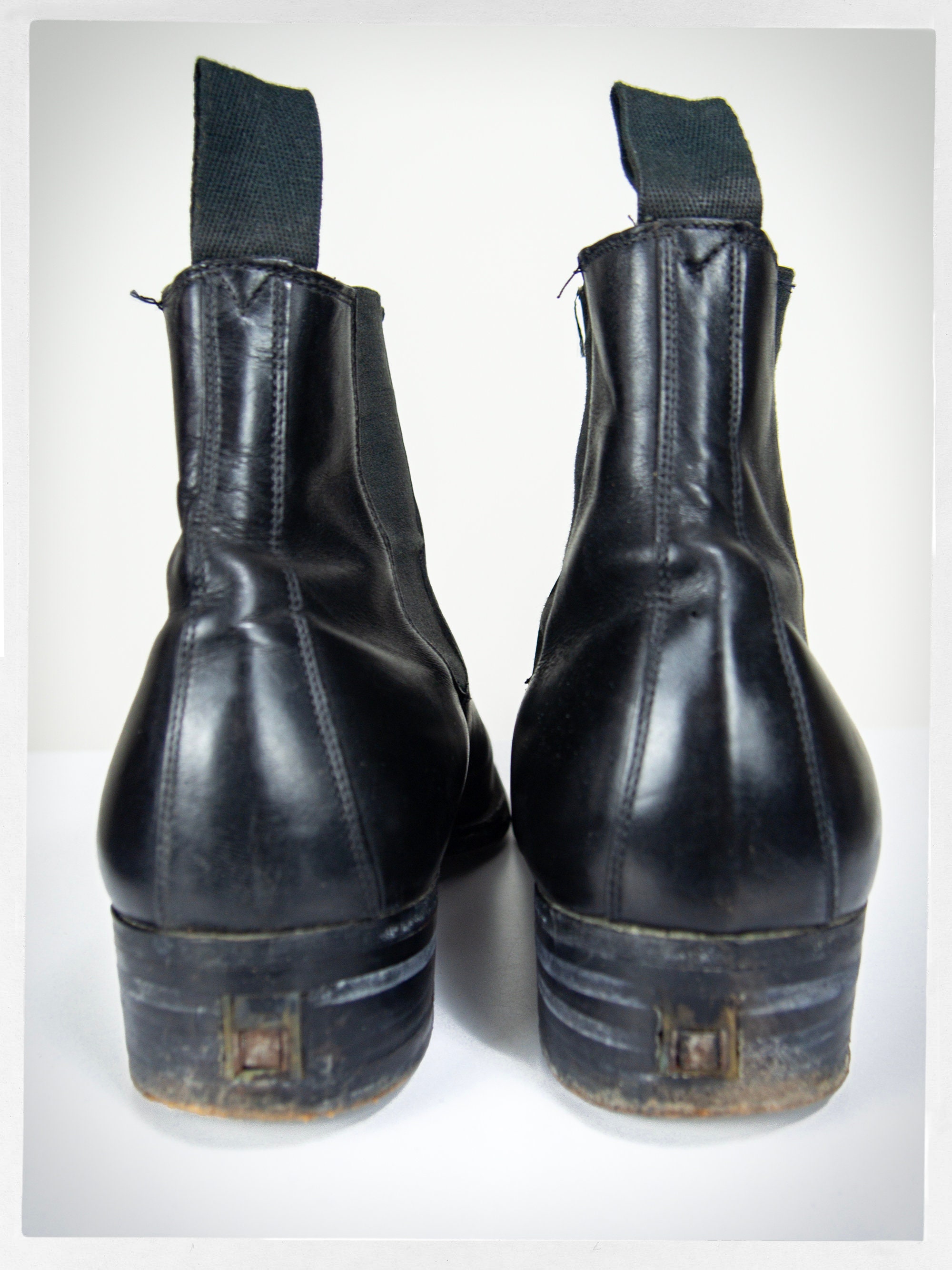 60s〜ia engineer boots vintage US7.5 Vintage Mens 1960s Black Leather Harness Engineer MOTORCYCLE