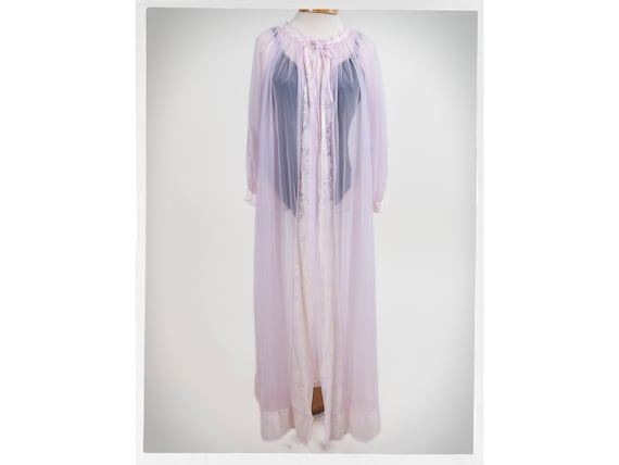 Vintage 70s Housecoat 60s Chiffon NEGLIGEE 60s Mauve Nightgown See Through Lingerie Sheer Lingerie See Through Nightie Lolita Fashion Etsy UK
