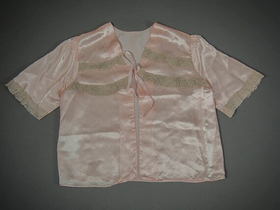 Vintage 40s Lingerie Jacket, Pink Satin Jacket, 50